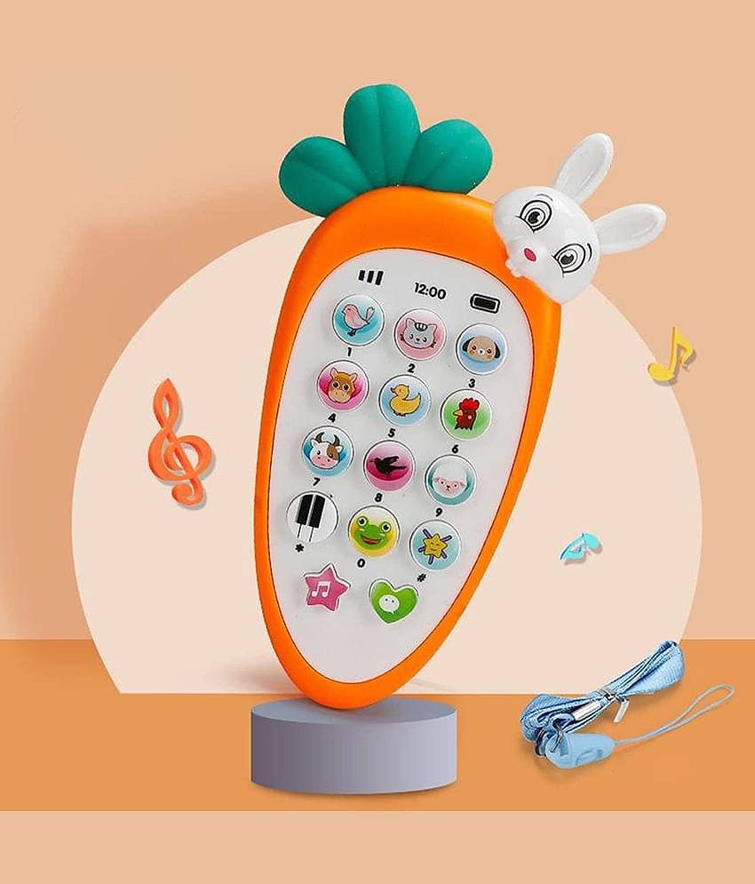 Radish Style Pretend Play Baby Mobile Cell Phone Kids Toy, Toddlers with Music, Ringtones, Lights - Birthday Party Favors and Gifts (Multi Color)
