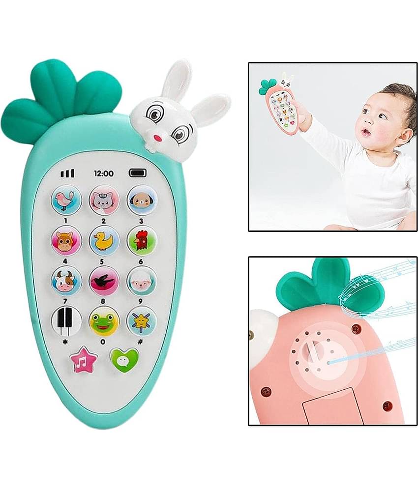 Radish Style Pretend Play Baby Mobile Cell Phone Kids Toy, Toddlers with Music, Ringtones, Lights - Birthday Party Favors and Gifts (Multi Color)