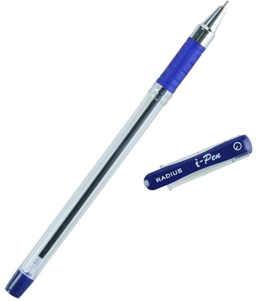     			Radius i-Pen Push Cap Ball Point Pen | Tip Size 0.7 mm | Low Viscocity Ink | Free Flow Ink System | Ball Point Pen Set | Pens for Students | Office Stationery Items | Blue, Pack of 10 Pieces x 3 Box