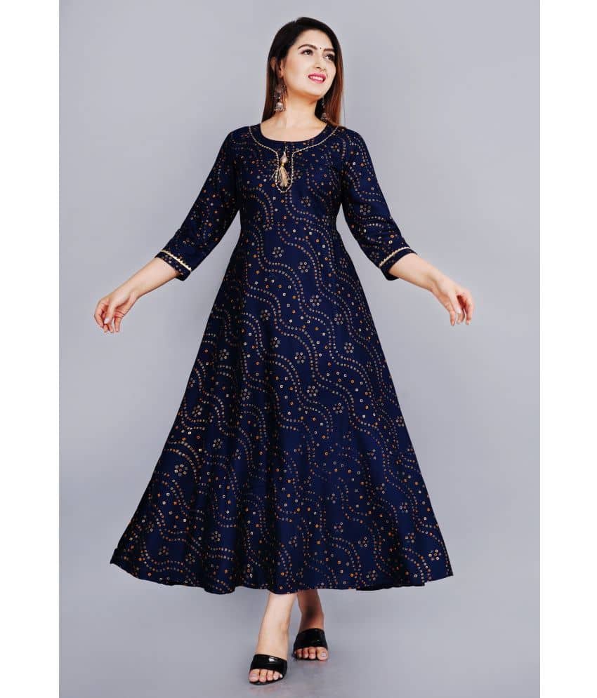 SIPET - Blue Rayon Women's Anarkali Kurti ( Pack of 1 ) - Kurtis, Tunics | Buy online on ZillyBuy
