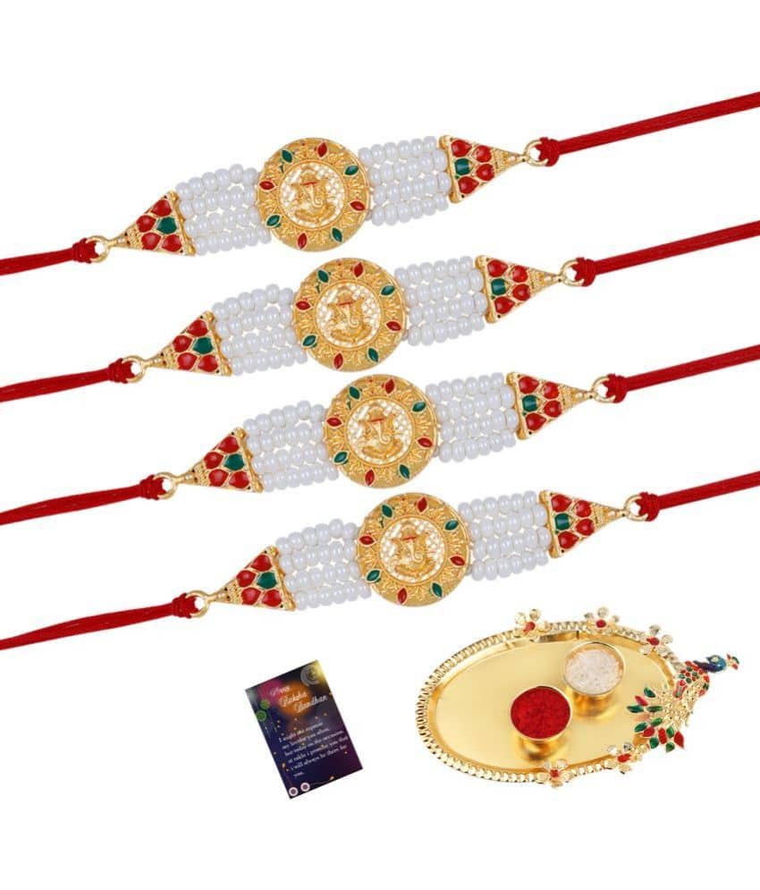 Silver Shine - Red Rakhi Combo ( Pack of 4 ) - Bangles & Bracelets | Buy online on ZillyBuy