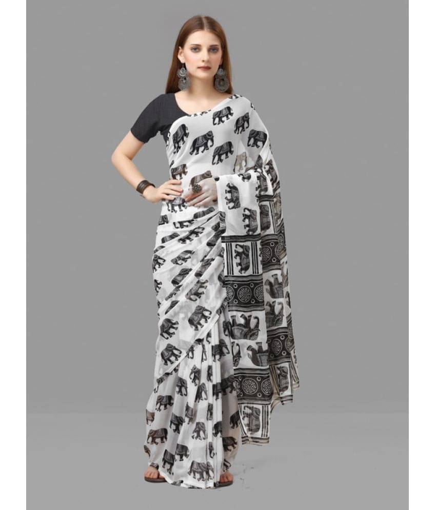 Sitanjali Georgette Printed Saree With Unstitched Blouse Piece ( Black ) Sitanjali Georgette Printed Saree With Unstitched Blouse Piece ( Black )