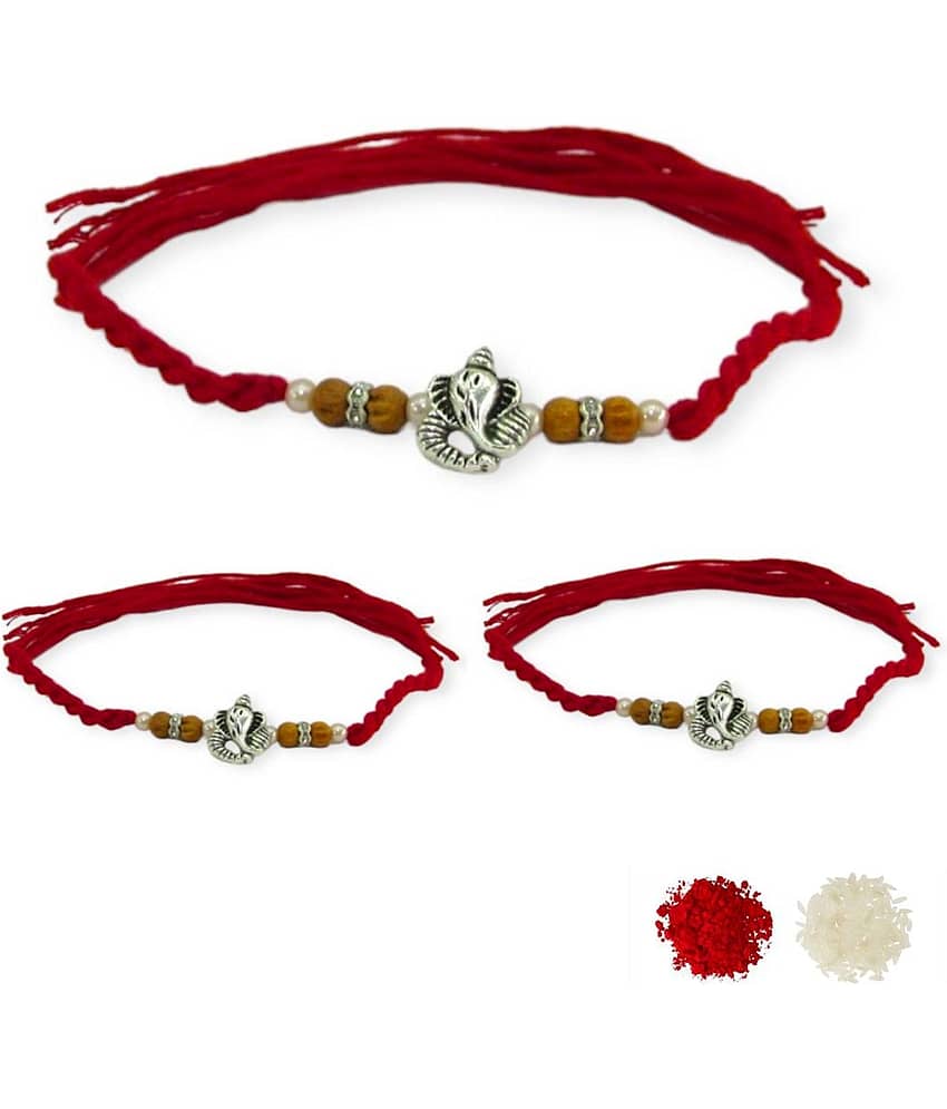thriftkart Rakhi Set Multicolour 3 PICE GANESH RAKHI - Bangles & Bracelets | Buy online on ZillyBuy