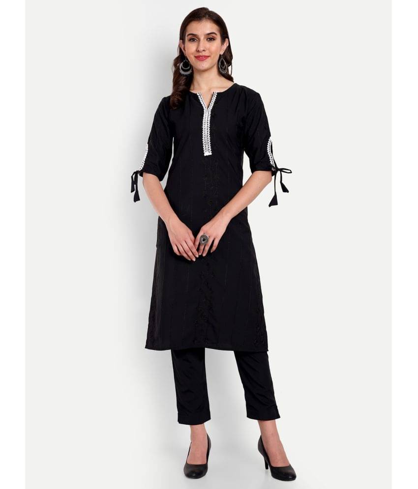     			UB WOLF - Black Cotton Women's Straight Kurti ( Pack of 1 )