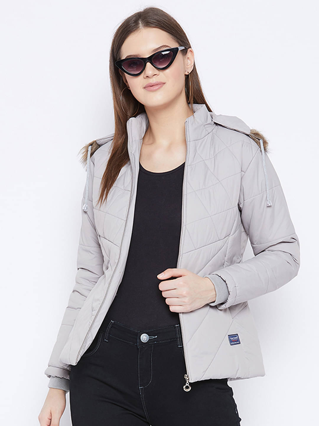 VERO AMORE - Polyester Grey Hooded Jackets Pack of 1 VERO AMORE - Polyester Grey Hooded Jackets Pack of 1
