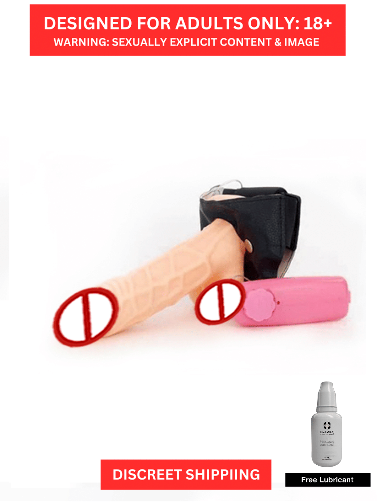 Vibrating Strap On Hollow Dildo Total 7 Inch and 3 Inch Extension For Men  and Free Enlarge Oil By Naughty Nights