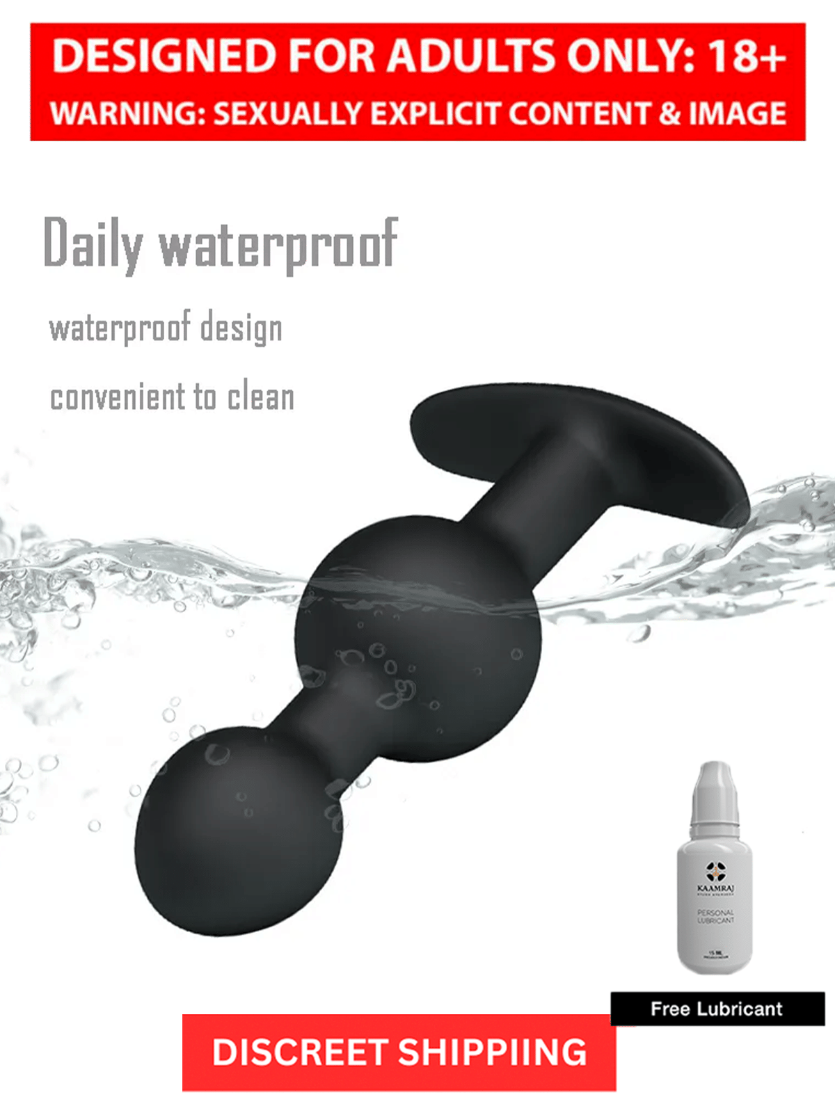 Waterproof- Easy to clean and Easy to Hide Double anal Beads usefull for Couples and Solo Play with Kaamraj Lube Free Waterproof- Easy to clean and Easy to Hide Double anal Beads usefull for Couples and Solo Play with Kaamraj Lube Free