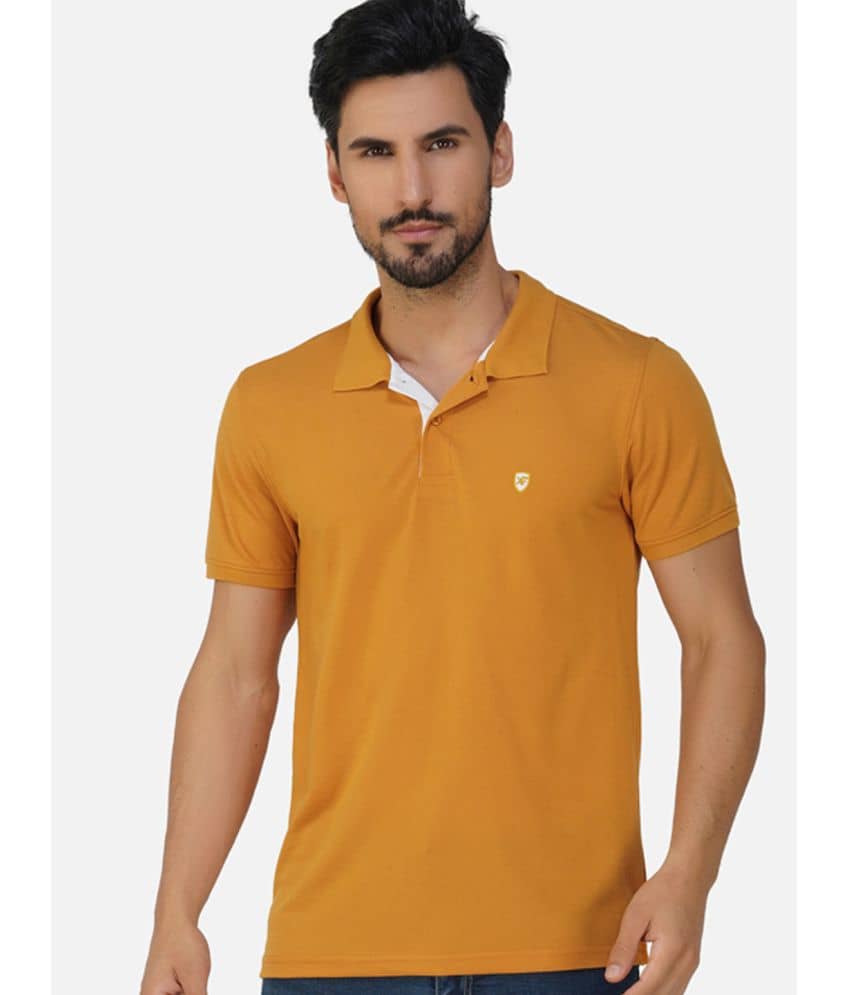 XFOX Pack of 1 Cotton Blend Regular Fit Solid Half Sleeves Men's Polo T Shirt ( Gold )