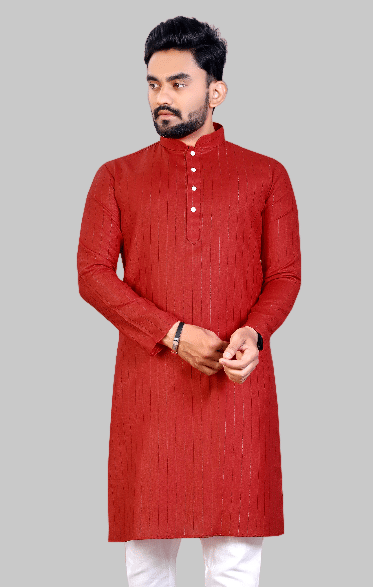 YUG ART - Red Cotton Blend Men's Regular Kurta ( Pack of 1 ) YUG ART - Red Cotton Blend Men's Regular Kurta ( Pack of 1 )