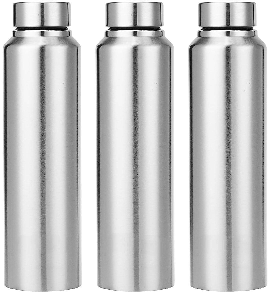 ATROCK Single Walled Fridge Water Bottle 1litre Silver Water Bottle 1000 mL ( Set of 3 ) ATROCK Single Walled Fridge Water Bottle 1litre Silver Water Bottle 1000 mL ( Set of 3 )