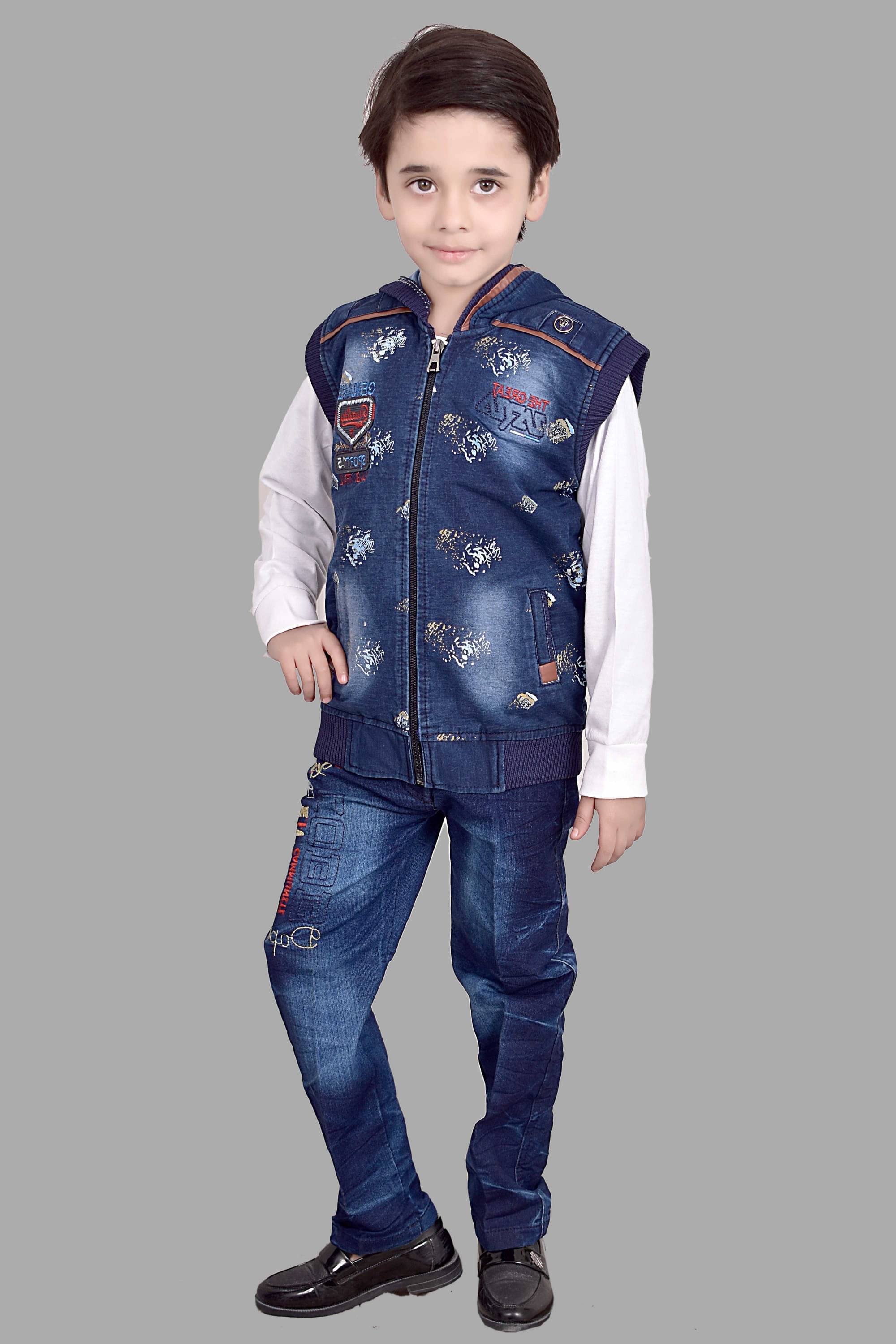     			Arshia Fashions Pack of 1 Boys Cotton T-Shirt & Jeans Set ( White )