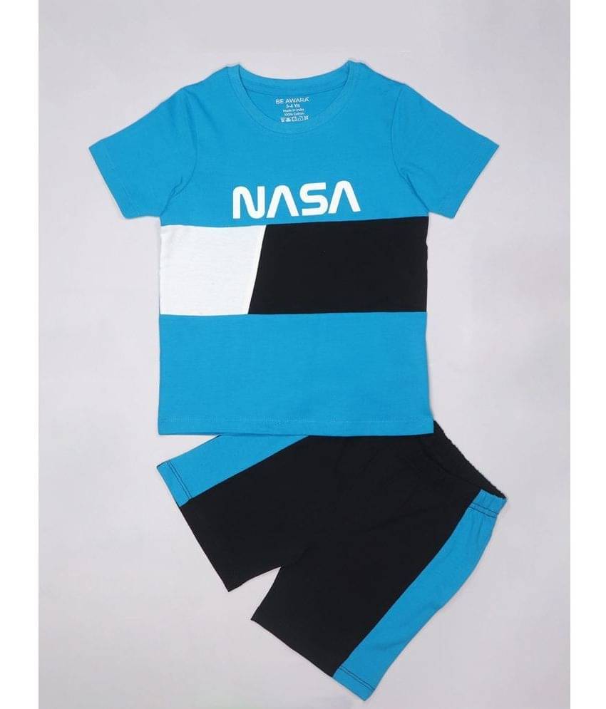     			Be Awara Pack of 1 Boys Cotton T-Shirt & Shorts Set ( Blue )