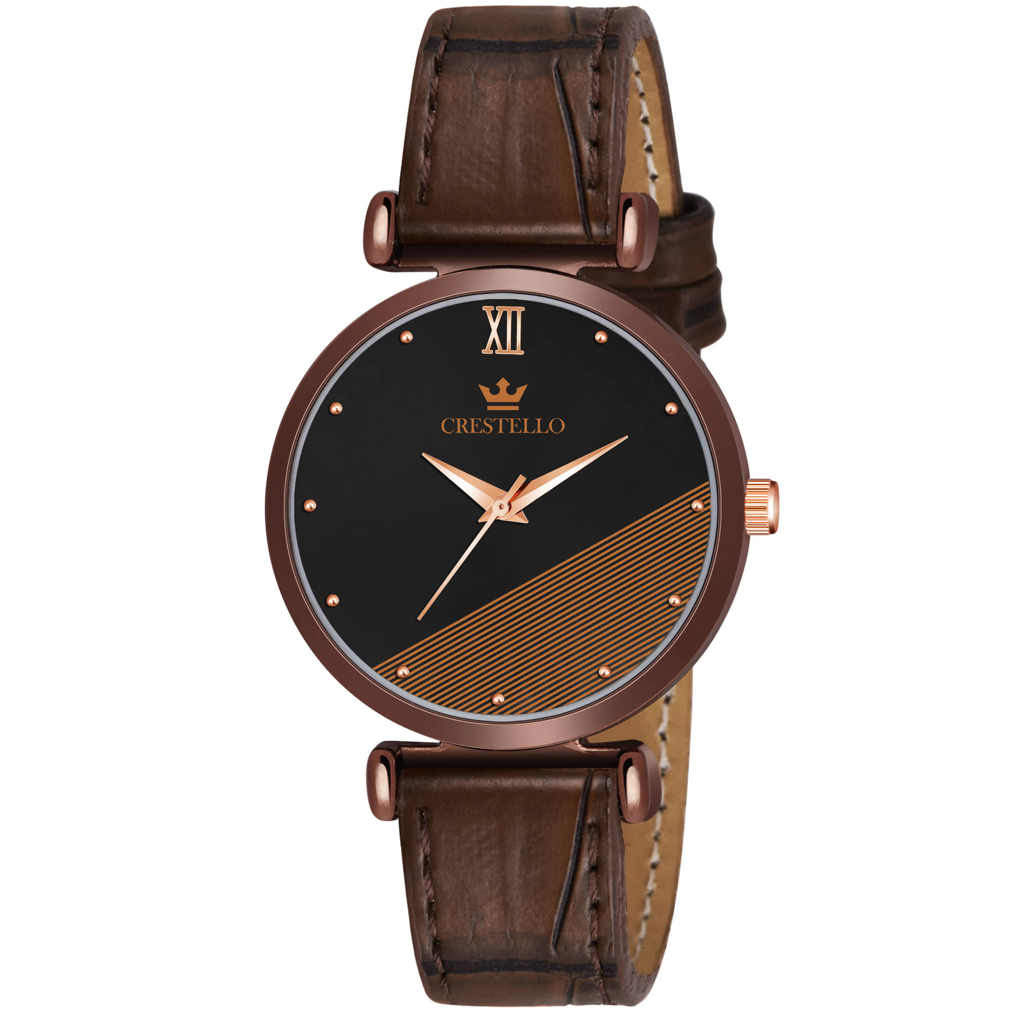     			Crestello - Brown Leather Analog Womens Watch