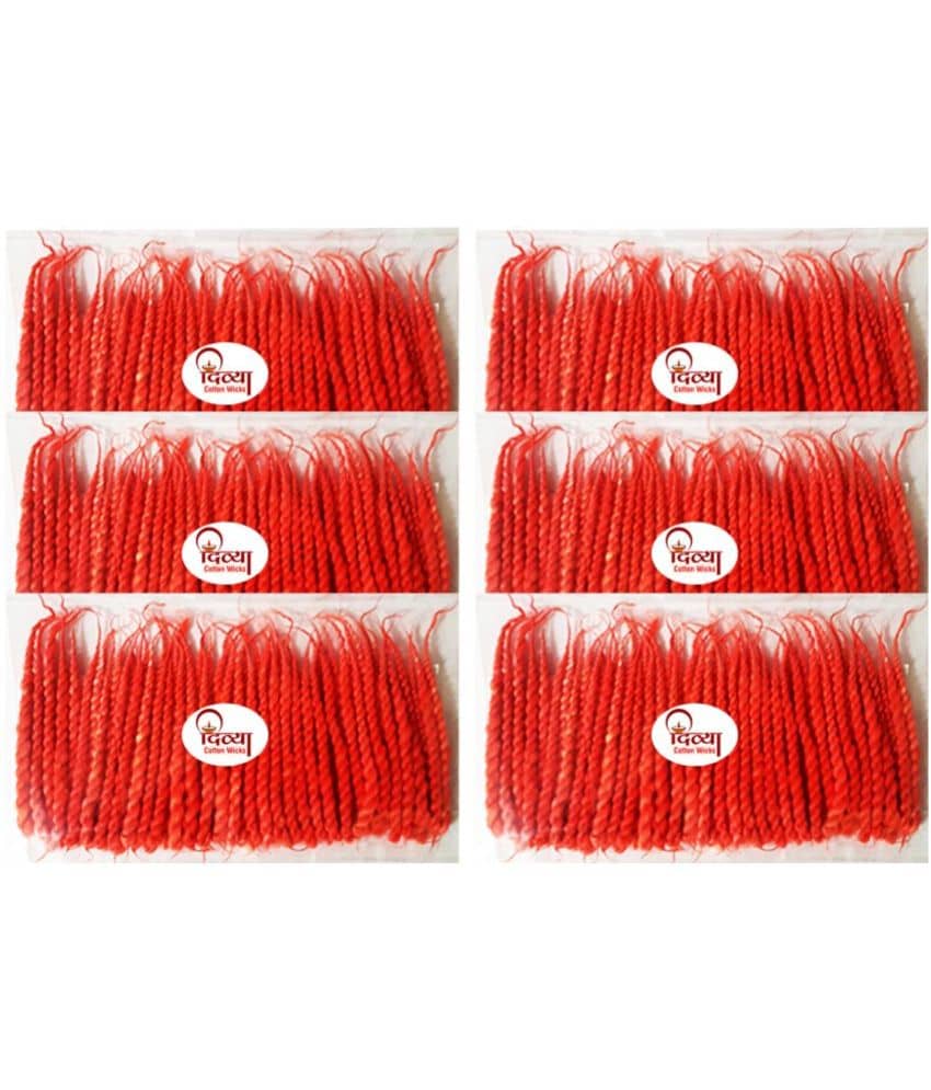 Long Cotton Wicks Twisted Diya Batti 400 Pieces (Pack of 6)