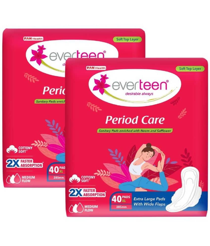 Everteen Period Care XL Soft Sanitary Pads For Medium Flow, 40 Pads Each (Pack of 2)