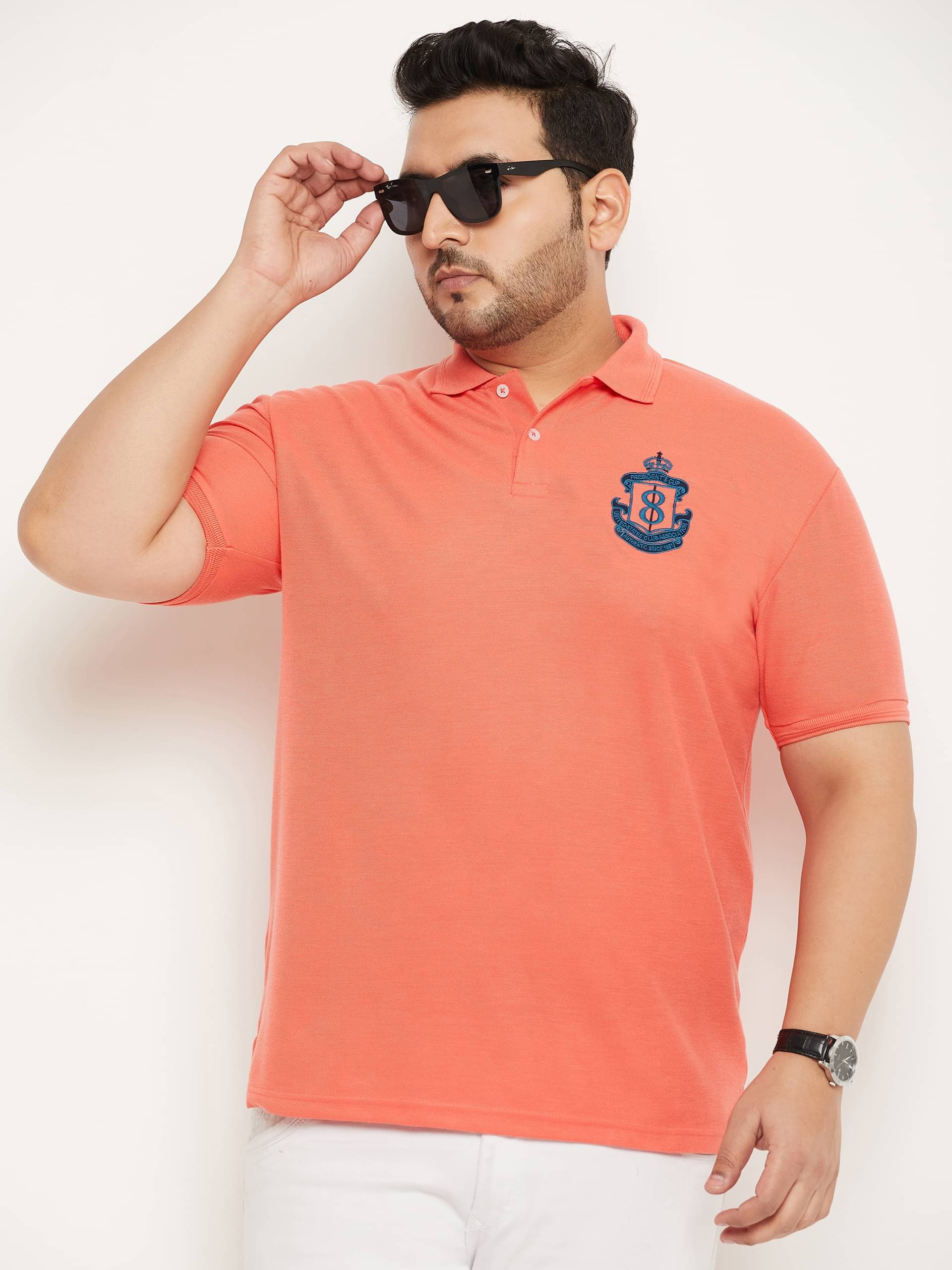     			GET GOLF Pack of 1 Cotton Blend Regular Fit Solid Half Sleeves Men's Polo T Shirt ( Coral )