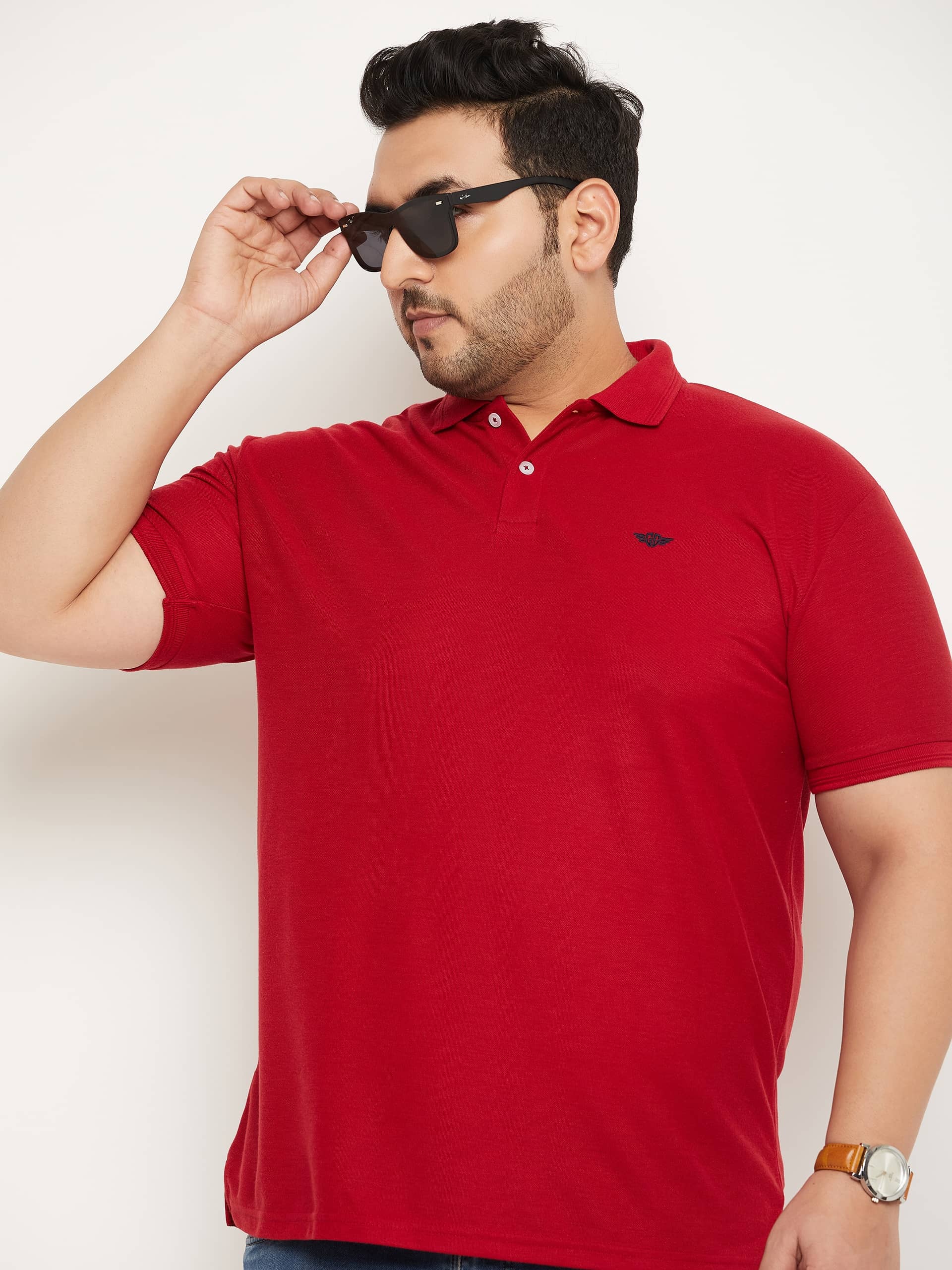 GET GOLF Pack of 1 Cotton Blend Regular Fit Solid Half Sleeves Men's Polo T Shirt ( Maroon )