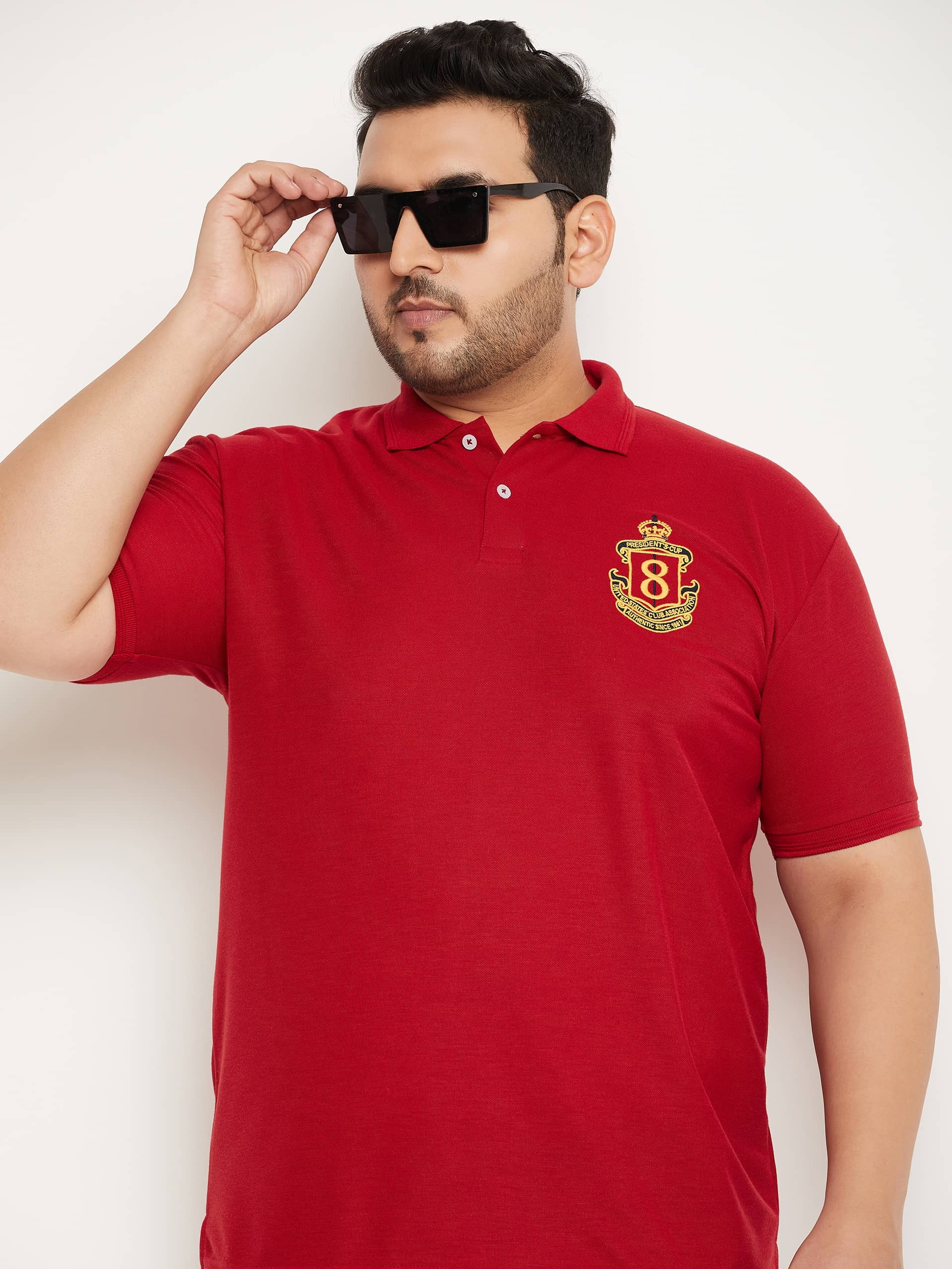 GET GOLF Pack of 1 Cotton Blend Regular Fit Solid Half Sleeves Men's Polo T Shirt ( Maroon )