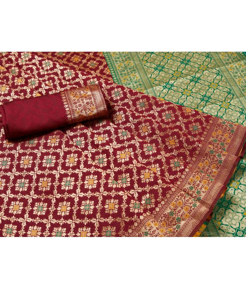 Gazal Fashions Banarasi Silk Embellished Saree With Unstitched Blouse Piece ( Multicolour ) - Sarees | Buy online on ZillyBuy