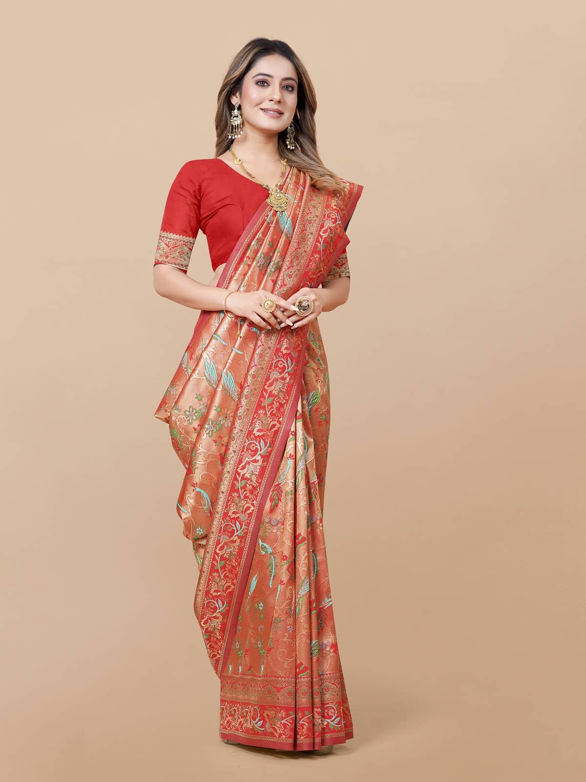 Gazal Fashions Banarasi Silk Embellished Saree With Unstitched Blouse Piece ( Multicolour ) - Sarees | Buy online on ZillyBuy