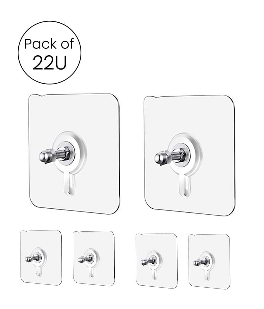 Self Adhesive Wall Hanging Hooks Pack of 22, WaterProof 10 Kg Capacity Strong for Home Kitchen Self Adhesive Wall Hanging Hooks Pack of 22, WaterProof 10 Kg Capacity Strong for Home Kitchen