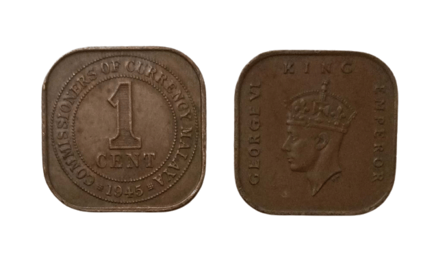 Hop n Shop - Rare King George VI 1 Cent 1945 Malaya 1 Numismatic Coins Hop n Shop - Rare King George VI 1 Cent 1945 Malaya 1 Numismatic Coins