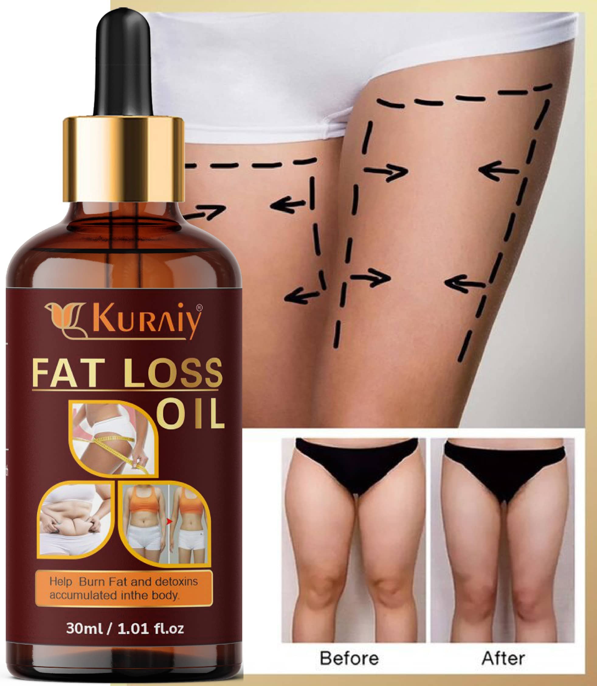 KURAIY Tummy Ginger Oil, For Belly Drainage Ginger Oil For Belly / Fat Reduction Oil