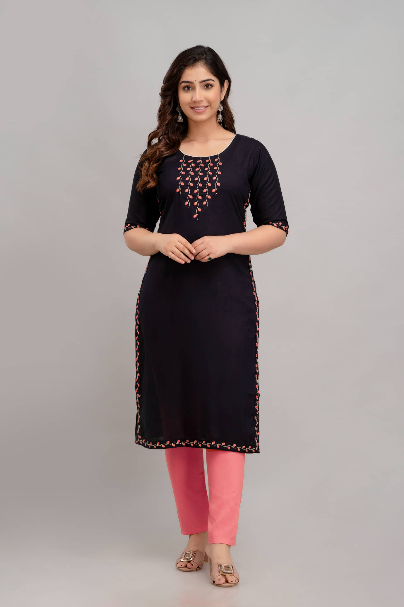 Kapadia - Black Rayon Women's Straight Kurti ( Pack of 1 ) - Kurtis, Tunics | Buy online on ZillyBuy
