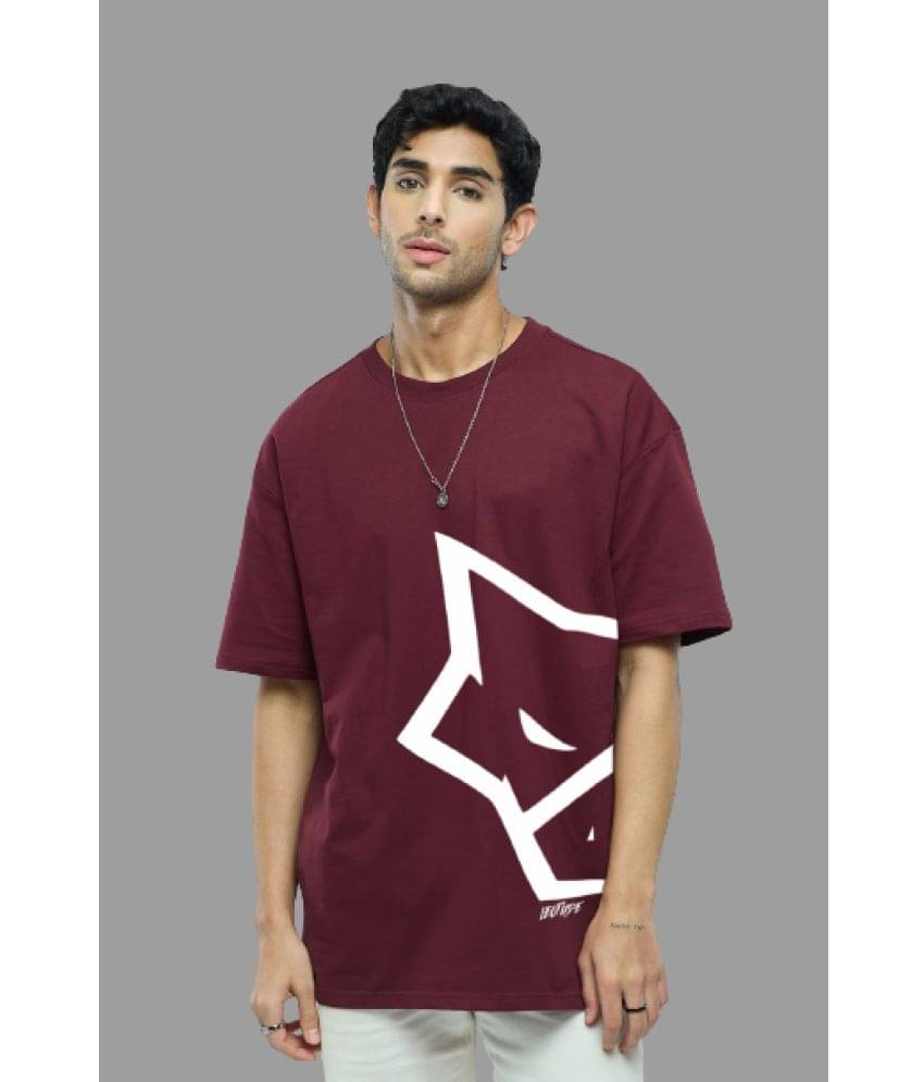 Leotude Pack of 1 Cotton Blend Oversized Fit Men's T-Shirt ( Maroon )     			Leotude Pack of 1 Cotton Blend Oversized Fit Men's T-Shirt ( Maroon )
