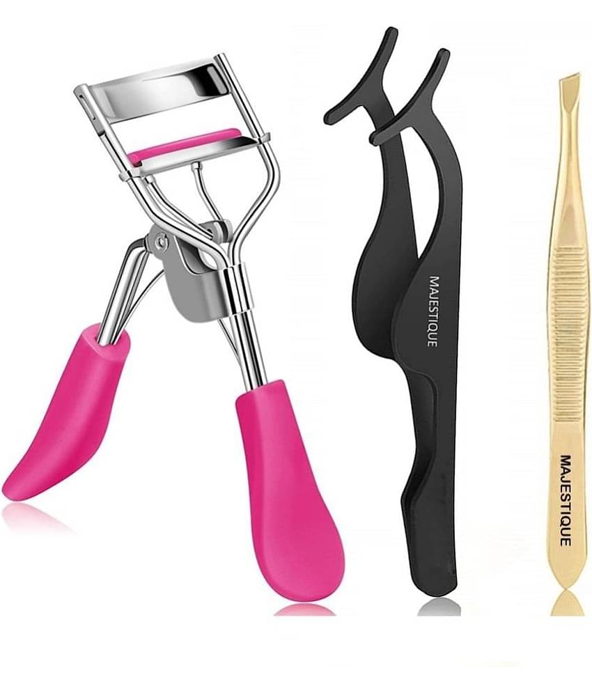 Majestique 3Pcs Eyelash Extension Kit, Eyelash Curler, Tweezer, Eyelashes Extension - Color May Very