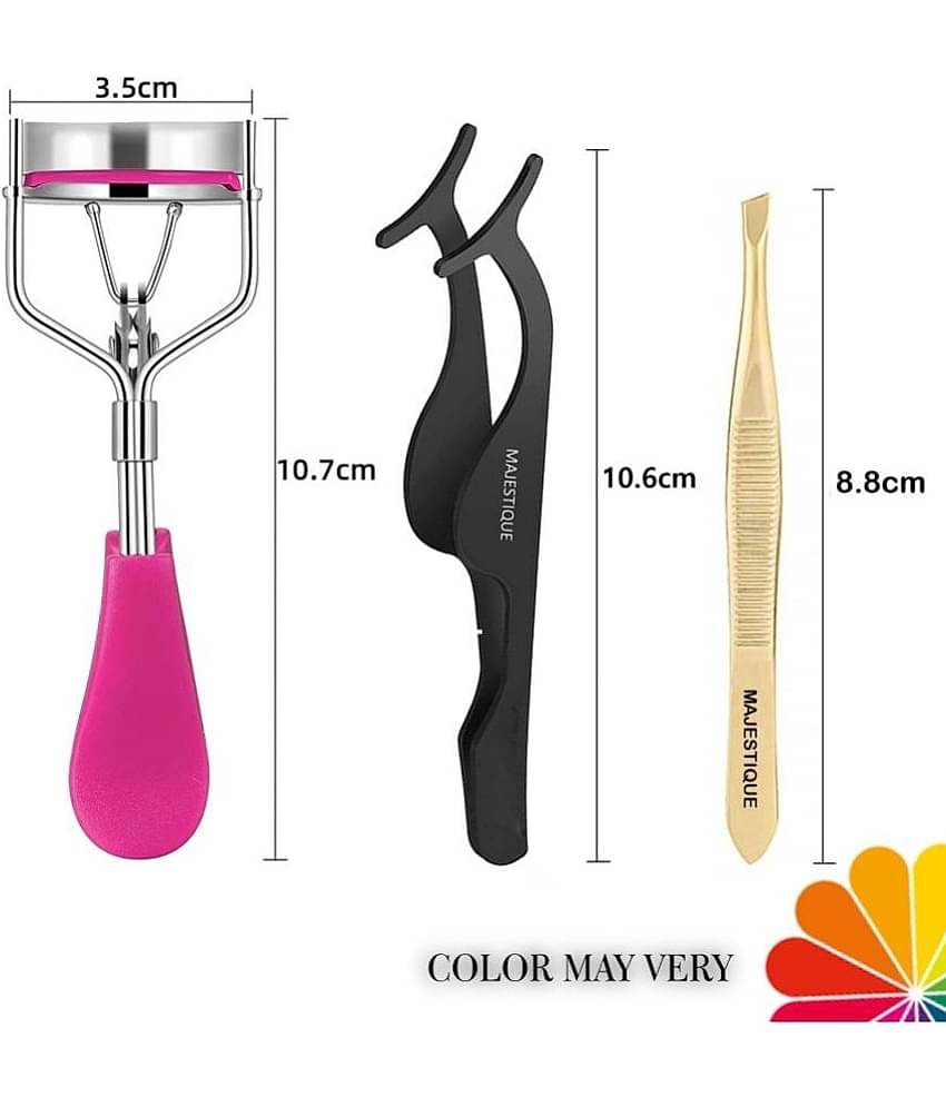Majestique 3Pcs Eyelash Extension Kit, Eyelash Curler, Tweezer, Eyelashes Extension - Color May Very