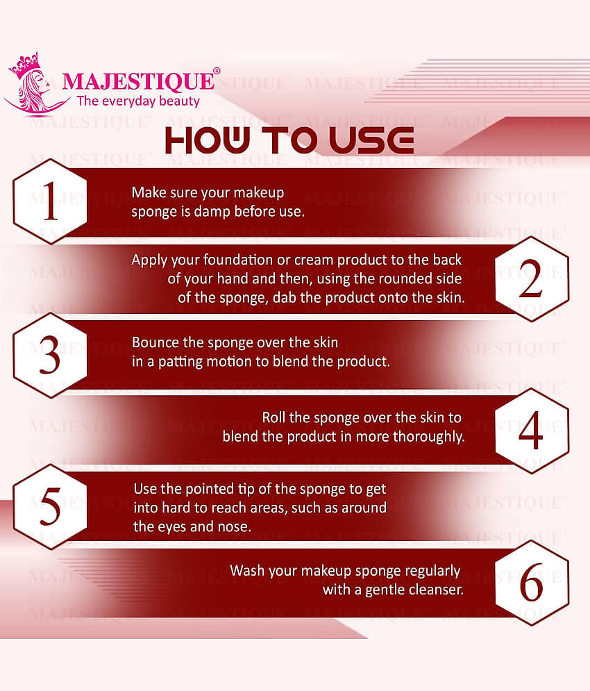 Majestique Beauty Makeup Sponge FC14 Use for Liquid, Cream, and Powder - Pack Of 2 Color May vary