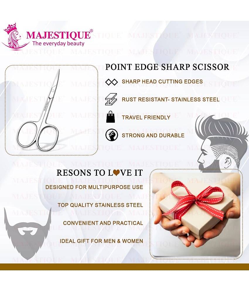 Majestique 2Pcs Cuticle Scissors - Use as Fingernails, Shaving & Eyebrow Scissors, Moustache Beard