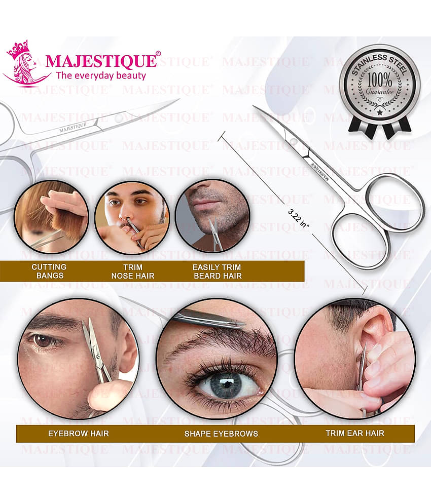 Majestique Professional Scissor 100% Stainless Steel Scissors for Multi-purpose Grooming Pack Of 2