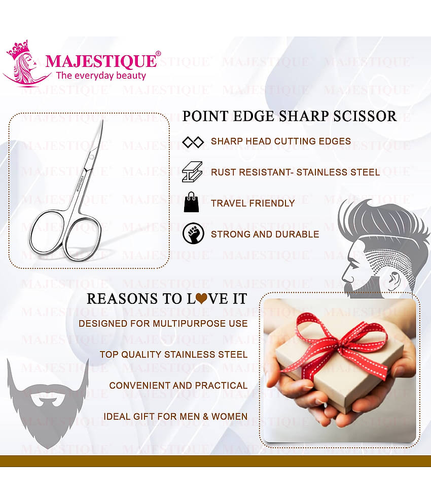 Majestique Professional Scissor 100% Stainless Steel Scissors for Multi-purpose Grooming Pack Of 2