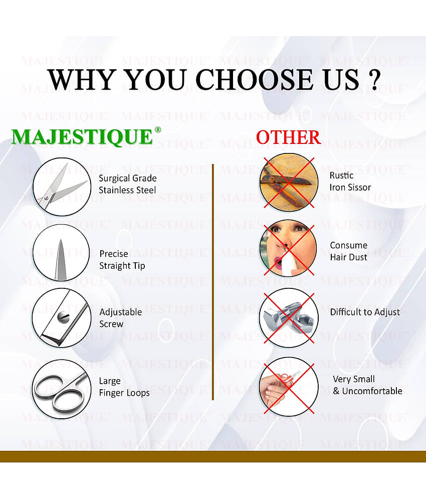 Majestique Professional Scissor 100% Stainless Steel Scissors for Multi-purpose Grooming Pack Of 2