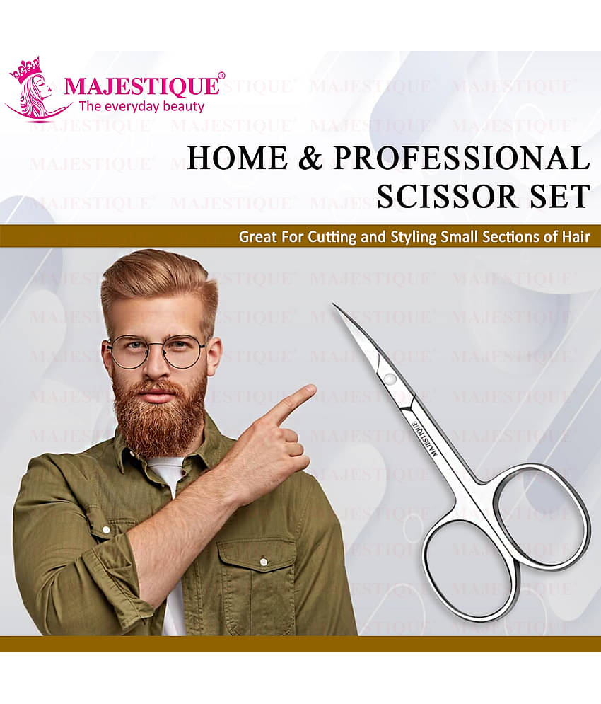 Majestique Professional Scissor 100% Stainless Steel Scissors for Multi-purpose Grooming Pack Of 2