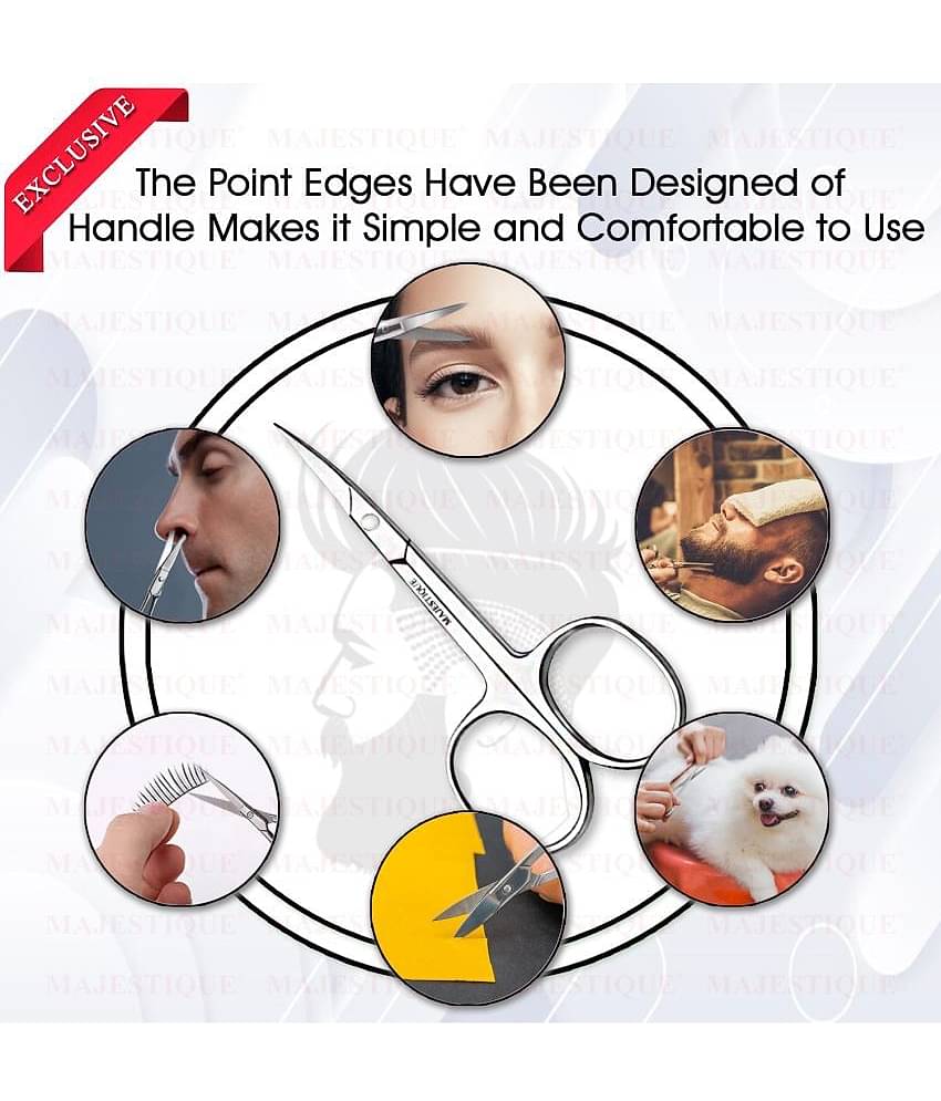 Majestique Professional Scissor 100% Stainless Steel Scissors for Multi-purpose Grooming Pack Of 2