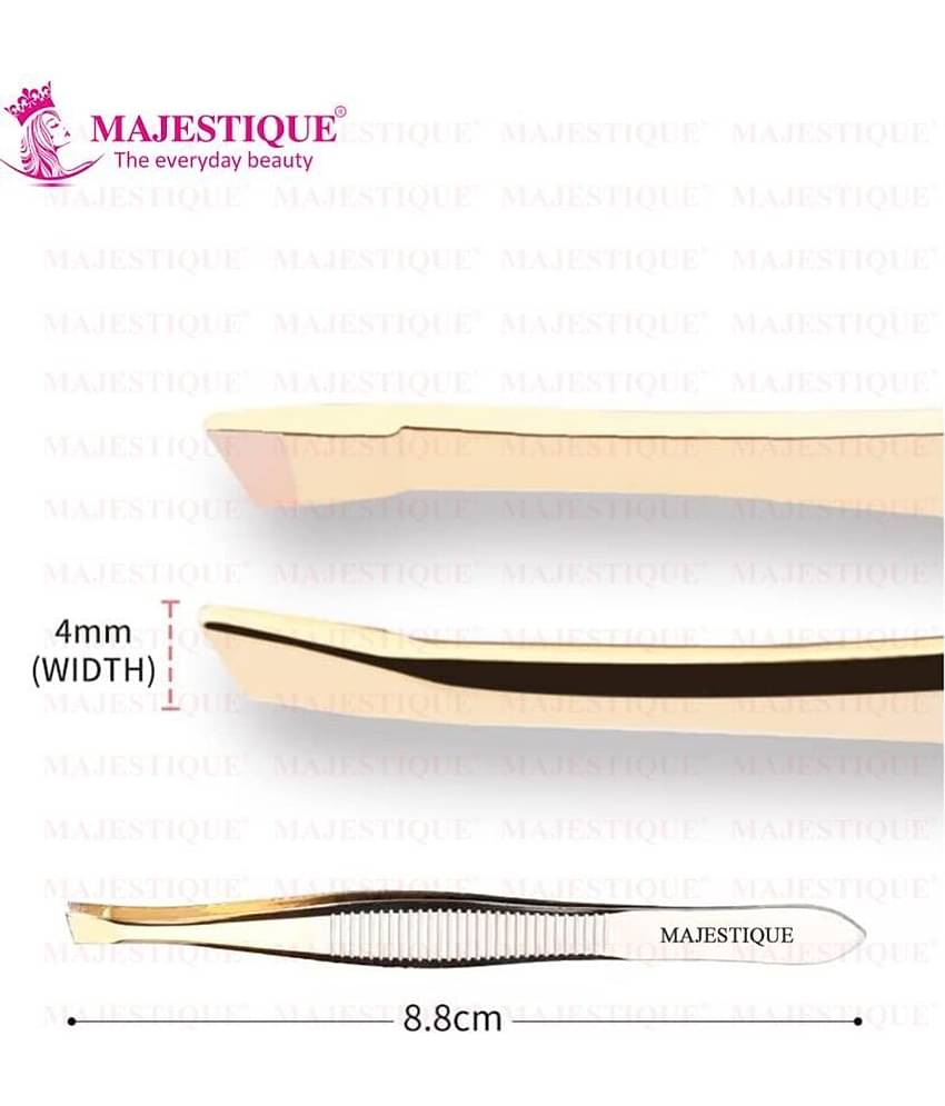 Majestique Facial Eyebrow Pluker Tweezers Tools For Hair Plucker Removal - Gold/Silver 2Pcs