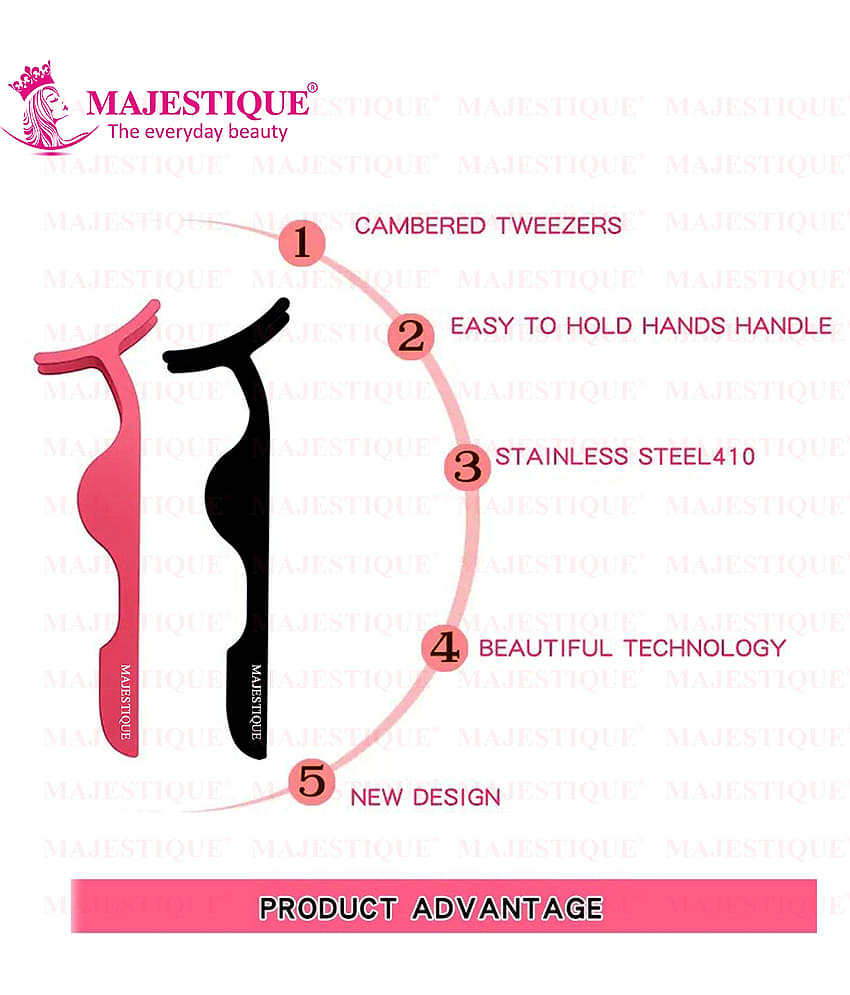 Majestique Eyelash Curlers Extension Applicator Stainless Steel False Remover - 2Pcs Color May Vary