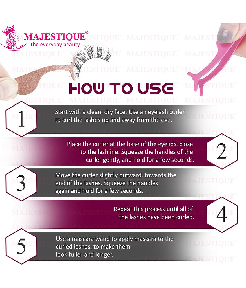 Majestique Eyelash Curlers Extension Applicator Stainless Steel False Remover - 2Pcs Color May Vary