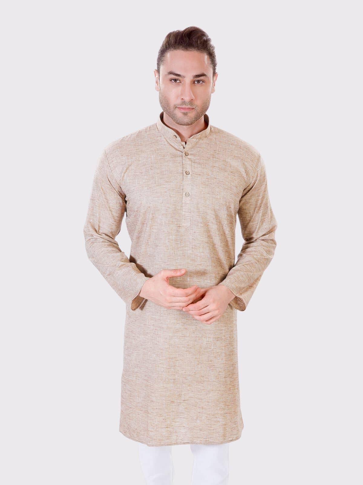 Maharaja - Beige Cotton Men's Regular Kurta ( Pack of 1 ) - Kurtas & Kurta Sets | Buy online on ZillyBuy