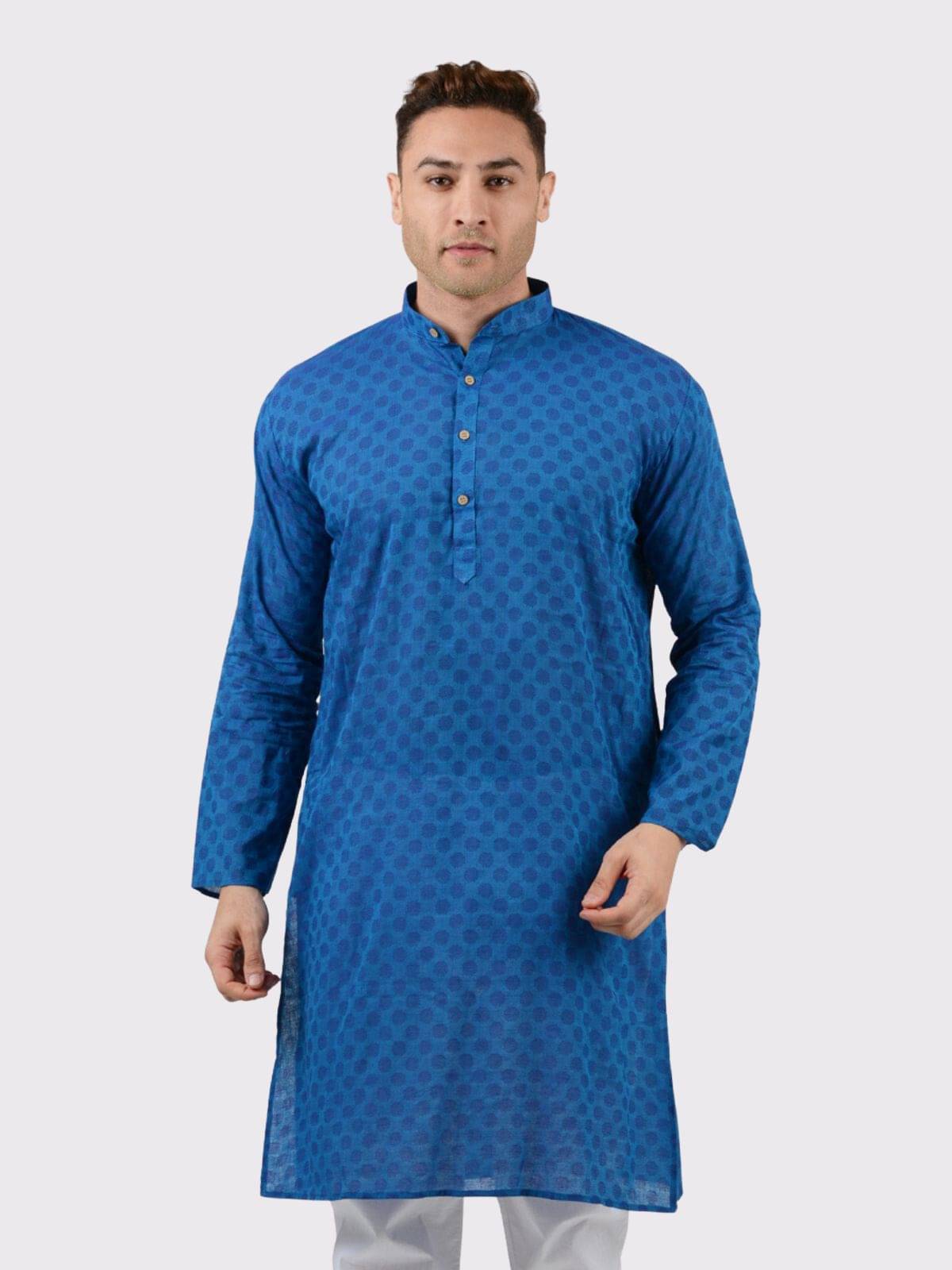 Maharaja - Blue Cotton Men's Regular Kurta ( Pack of 1 ) Maharaja - Blue Cotton Men's Regular Kurta ( Pack of 1 )