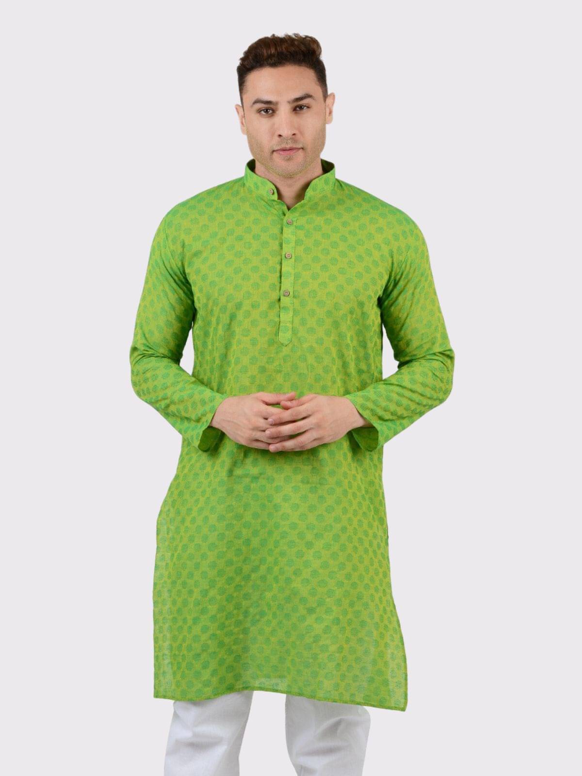 Maharaja - Green Cotton Men's Regular Kurta ( Pack of 1 ) Maharaja - Green Cotton Men's Regular Kurta ( Pack of 1 )