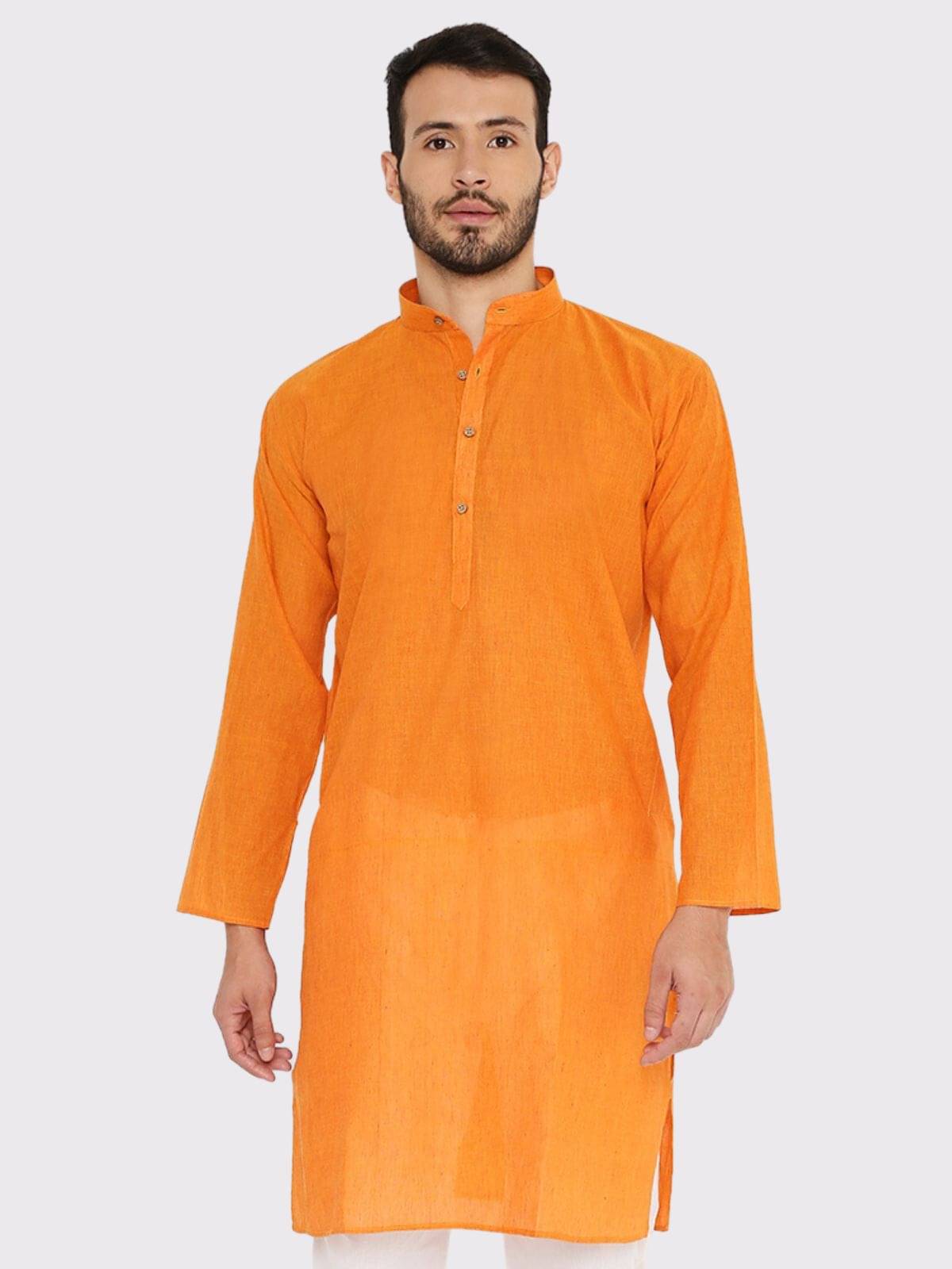 Maharaja - Orange Cotton Men's Regular Kurta ( Pack of 1 ) Maharaja - Orange Cotton Men's Regular Kurta ( Pack of 1 )