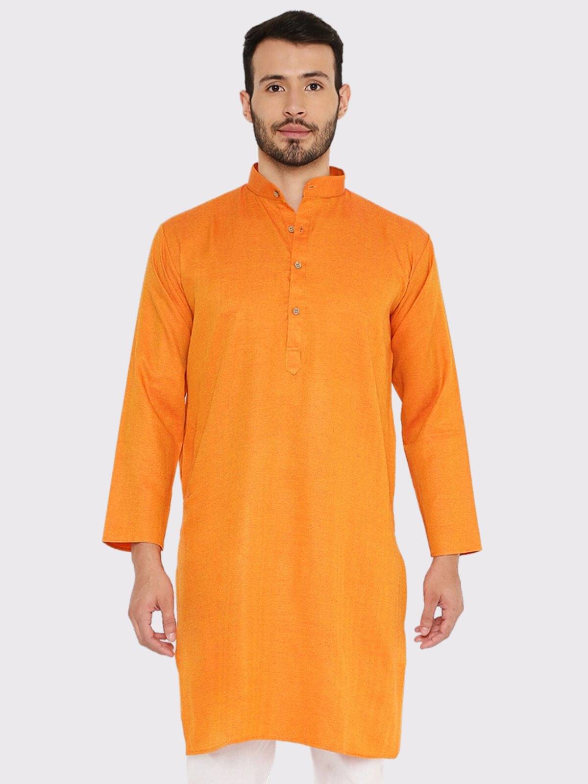     			Maharaja - Orange Linen Men's Regular Kurta ( Pack of 1 )