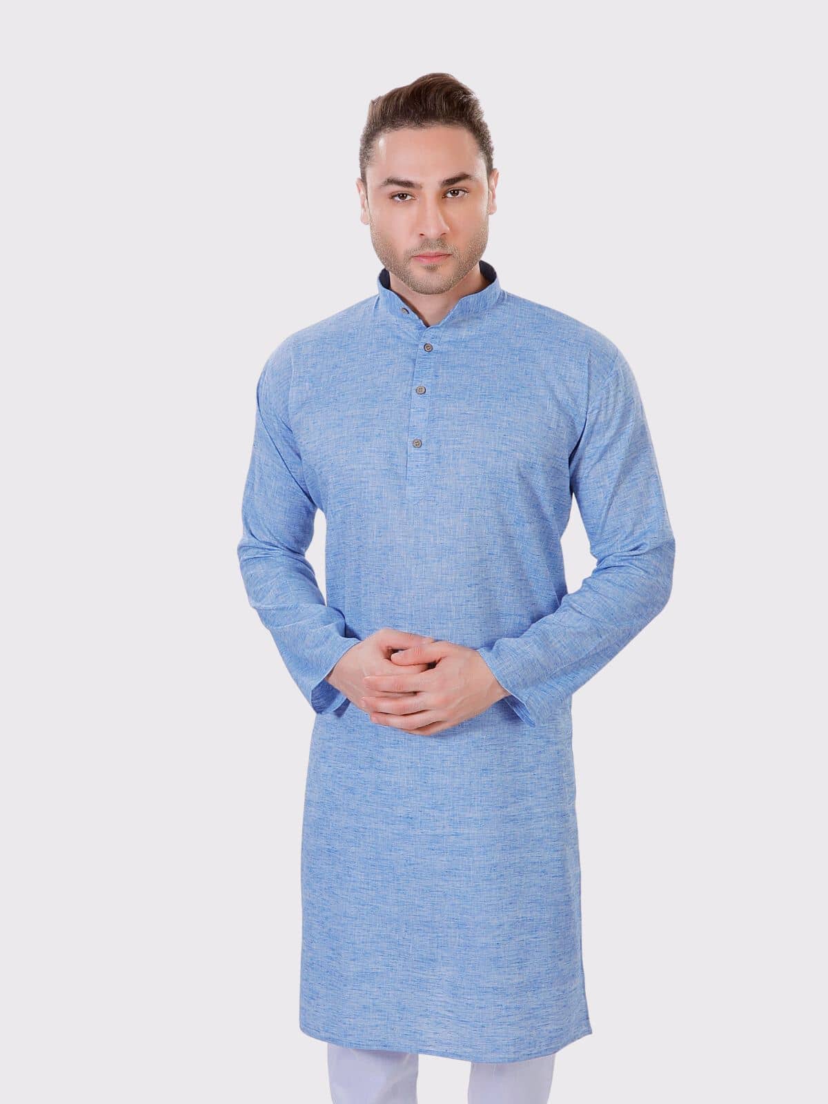 Maharaja - Sky Blue Linen Men's Regular Kurta ( Pack of 1 ) - Kurtas & Kurta Sets | Buy online on ZillyBuy