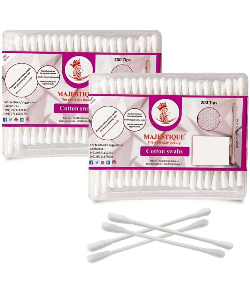 Majestique 100Pcs Paper Cotton Swabs Sticks, Flat Box, Soft Gentle on Face, Ear Cleaning - Pack of 2 Majestique 100Pcs Paper Cotton Swabs Sticks, Flat Box, Soft Gentle on Face, Ear Cleaning - Pack of 2