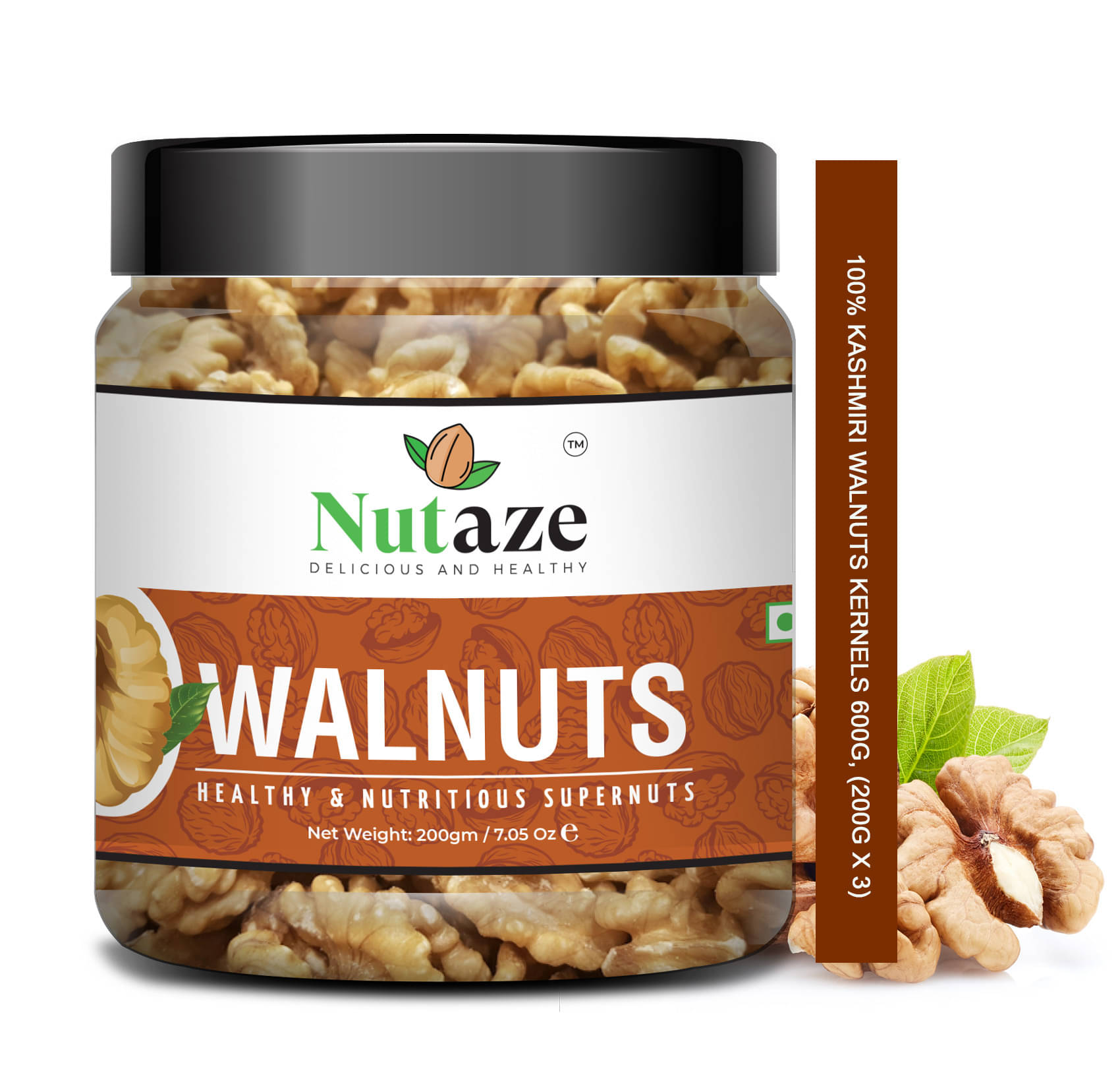     			Nutaze Natural Kashmiri Walnuts Kernels (Walnuts Without Shell) 600g (200g x 3) | Kashmiri Walnuts | Fresh Akhrot Giri | Rich in Antioxidant & Omega-3.