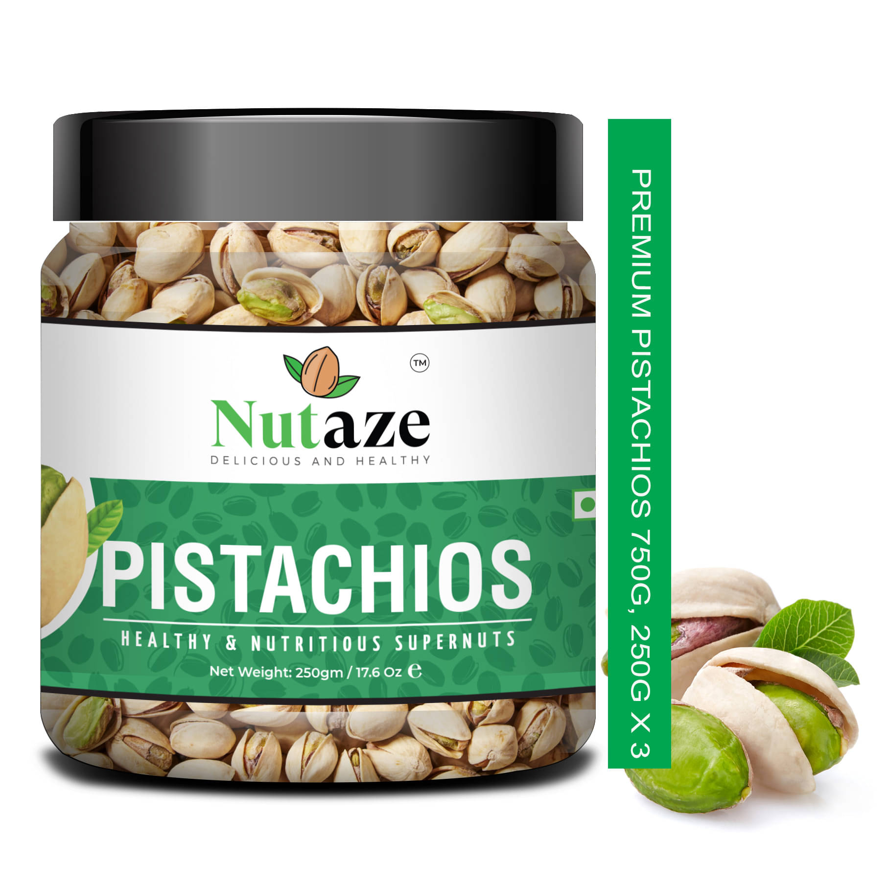Nutaze Premium Pistachios 750g (250g x 3) | Rare USA Pistachios | 100% Authentic | 100% Natural Nutaze Premium Pistachios 750g (250g x 3) | Rare USA Pistachios | 100% Authentic | 100% Natural